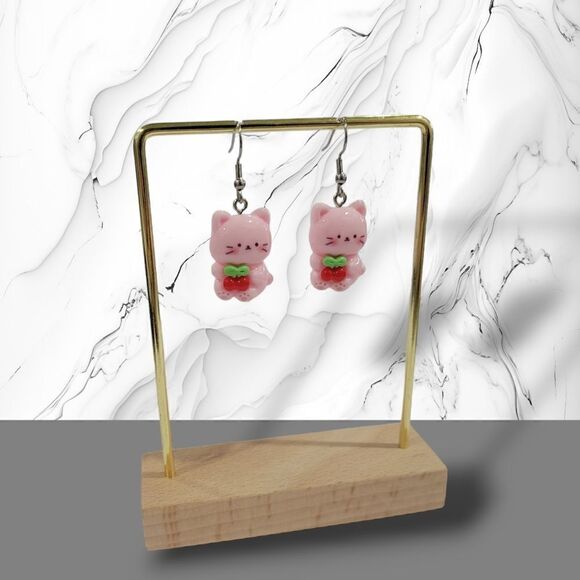 🍒Cherry Cat Earrings🍒(2-A006) - Picture 4 of 6